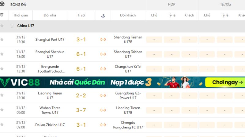 KQBD 247 cập nhật China U17 đầy đủ trực tuyến